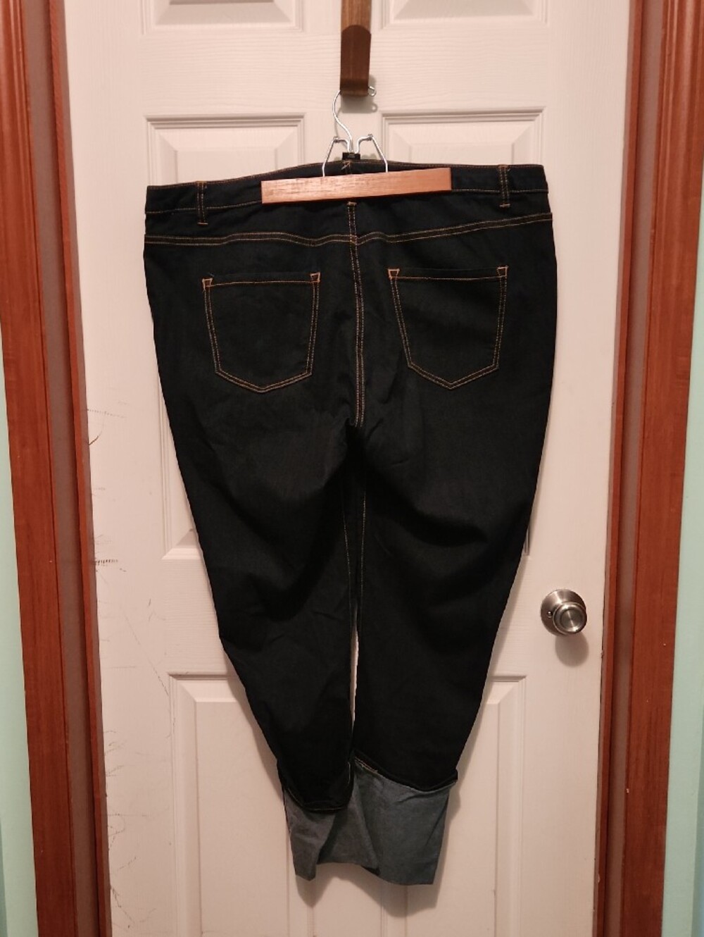 Lane Bryant Black Straight Leg Jeans With Contrast Stitching View 2
